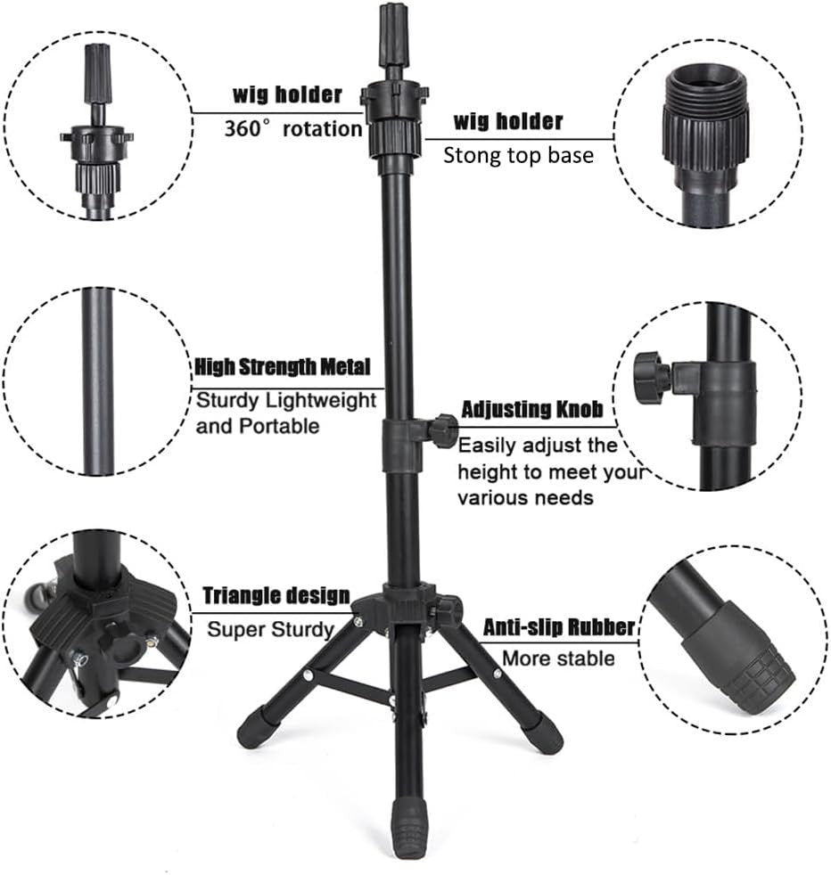 25 Inch Adjustable Wig Stand Tripod for Hairdressing Training