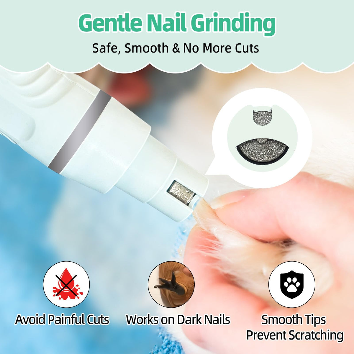 Pet Grooming Kit for Small Animals - Cordless Hair Clipper & Nail Grinder