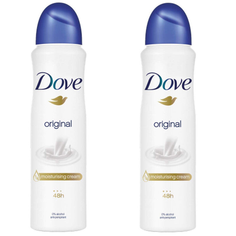 2 Pack Dove Original Anti-Perspirant Body Spray - 150ml, Up to 72H Protection