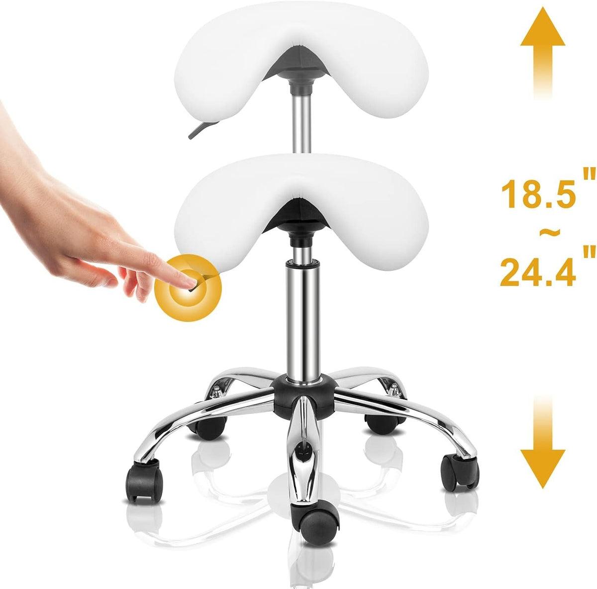 Ergonomic Saddle Stool Adjustable Hydraulic Seat with Swivel Wheels