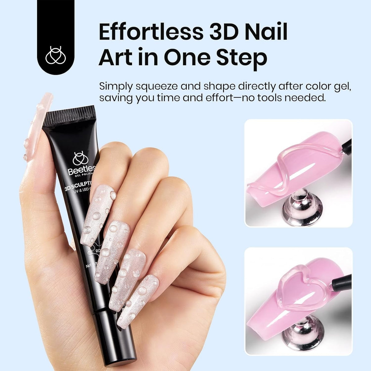 3D Gel Nail Art Kit No Wipe Sculpting Gel for DIY & Salon, 15g
