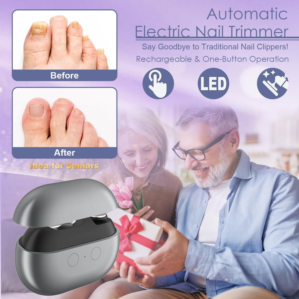 Electric Nail Clipper for Thick Nails - 3-in-1 Trimmer with LED Light, Safe & Rechargeable