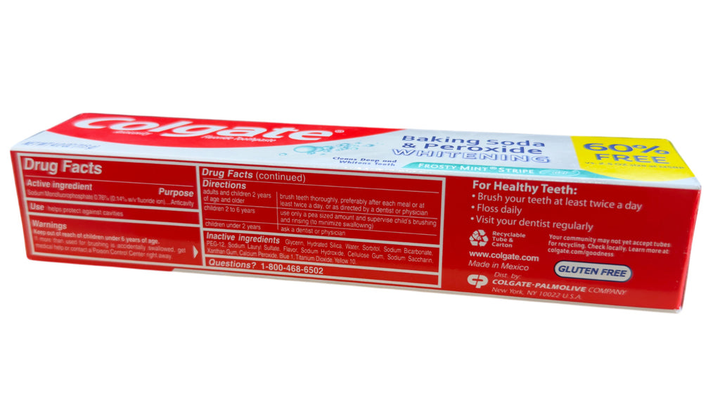 Whitening Toothpaste with Baking Soda and Peroxide - Brisk Mint, 4oz | 6 Pack