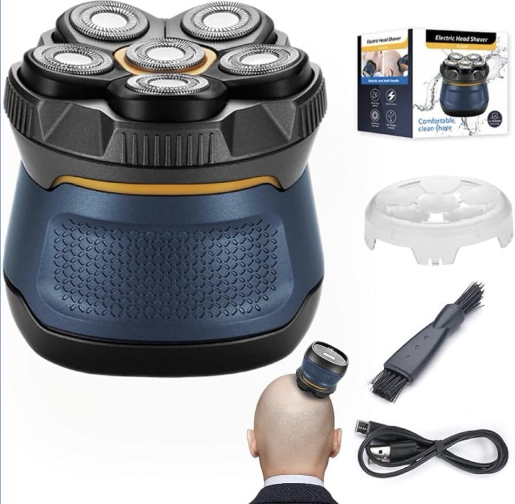 6-Head Cordless Rotary Electric Shaver for Bald Head & Face - Waterproof