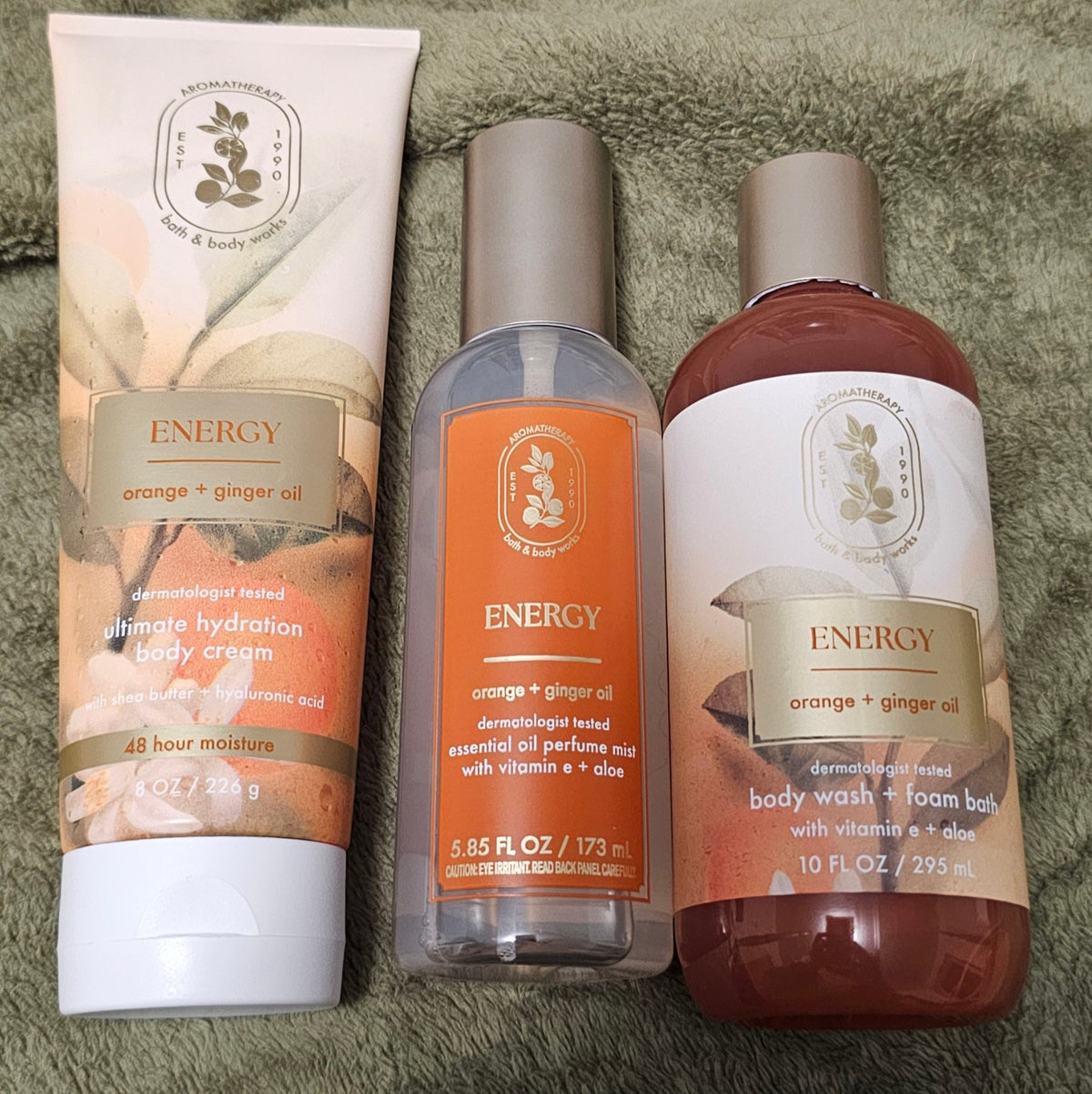 Orange & Ginger Aromatherapy Body Oil, Perfume, Wash & Cream Set