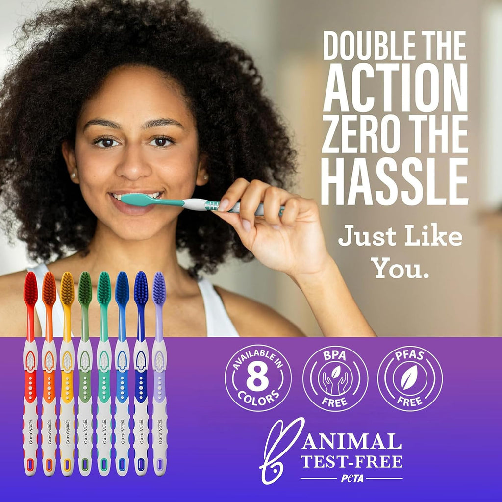 Adult Soft Toothbrush with Floss Fusion Design - 8 Pack