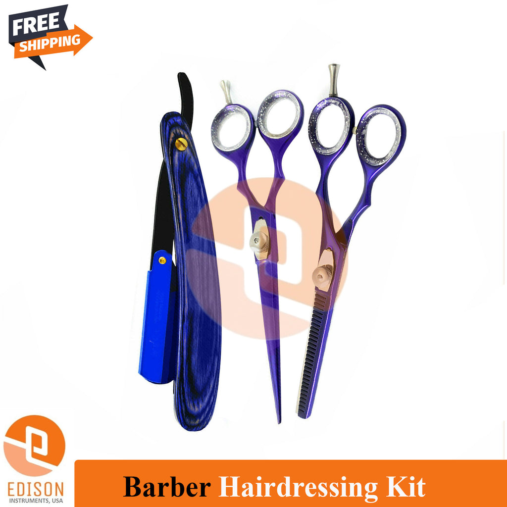 Salon Barber Hair Cutting & Thinning Scissors Set - Professional Hairdressing Shears