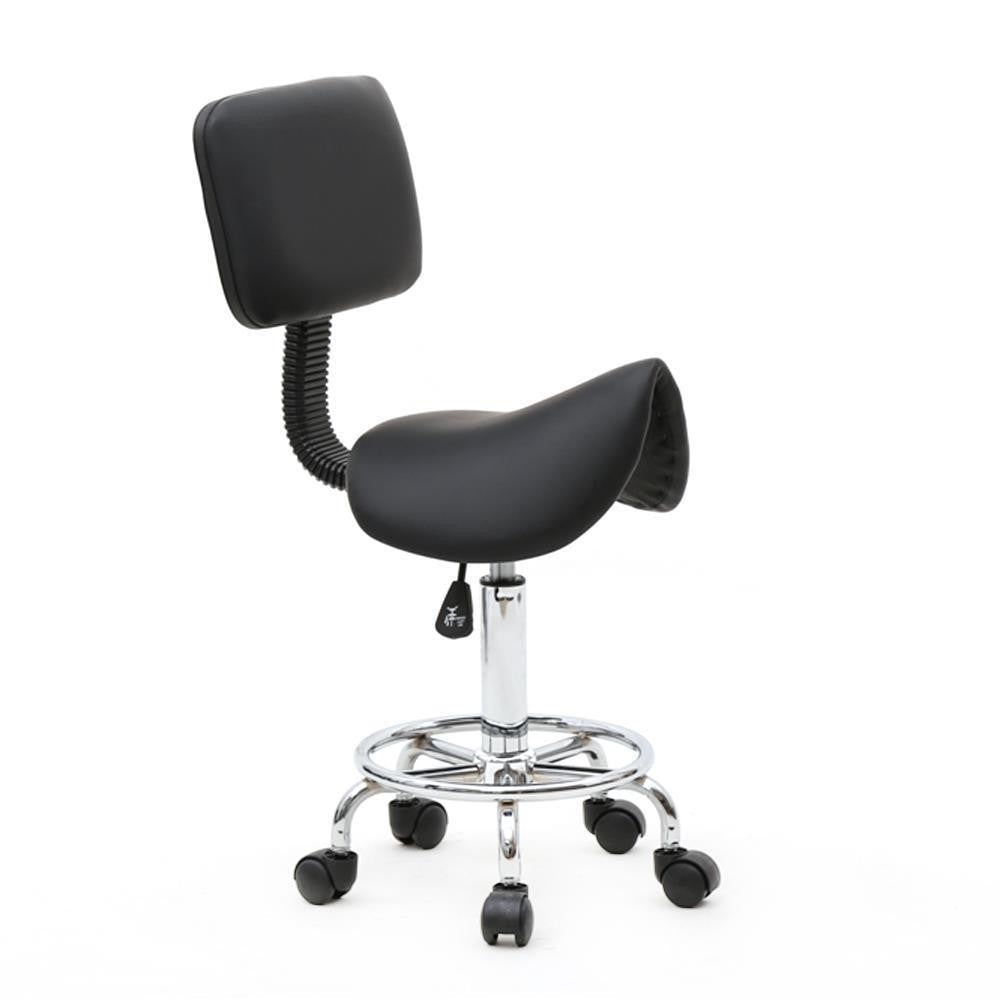 Adjustable Hydraulic Rolling Swivel Salon Stool with Back Support and Foot Rest