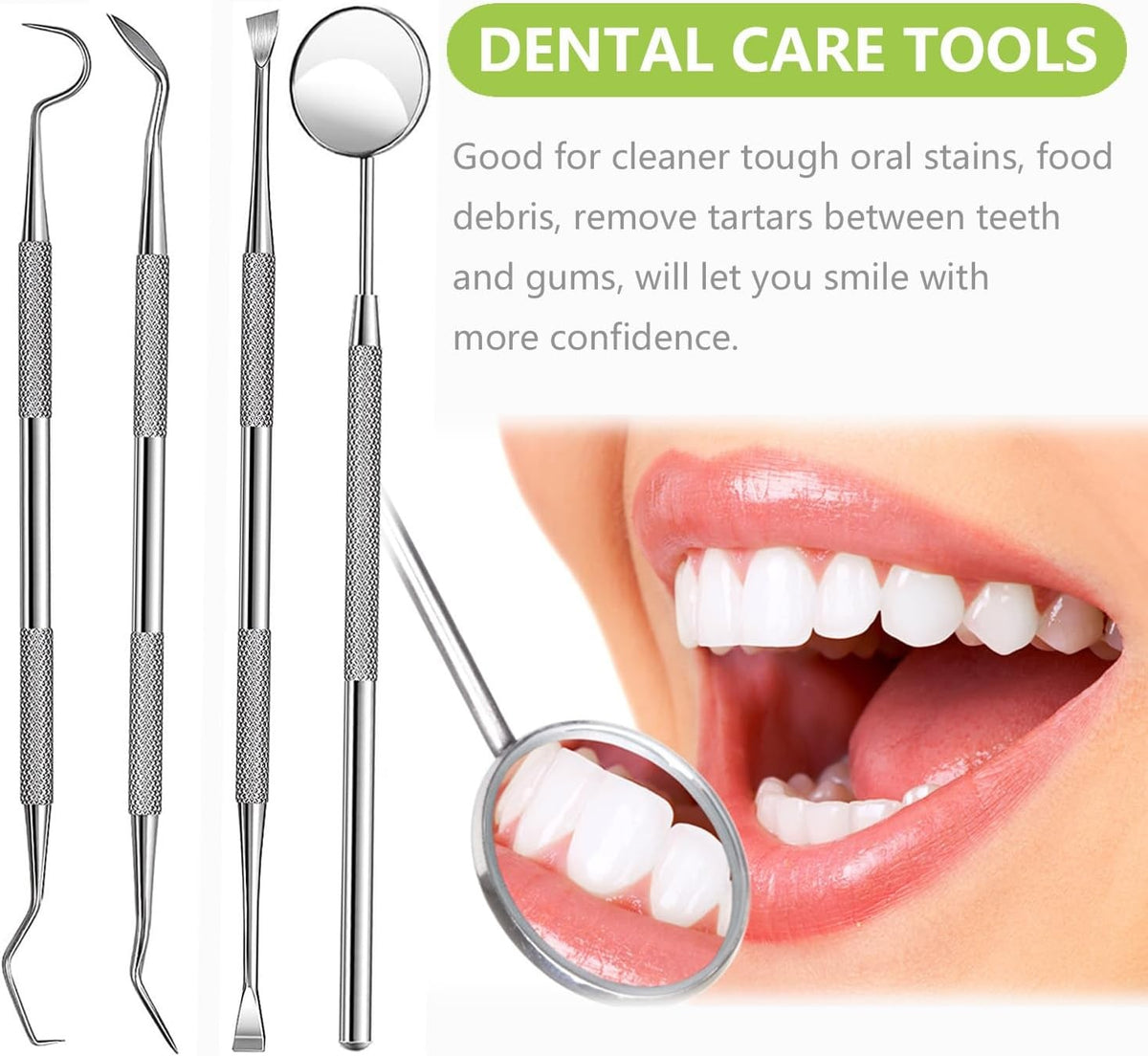 Dental Tool Set with Stainless Steel Tongue Scraper and Oral Care Kit