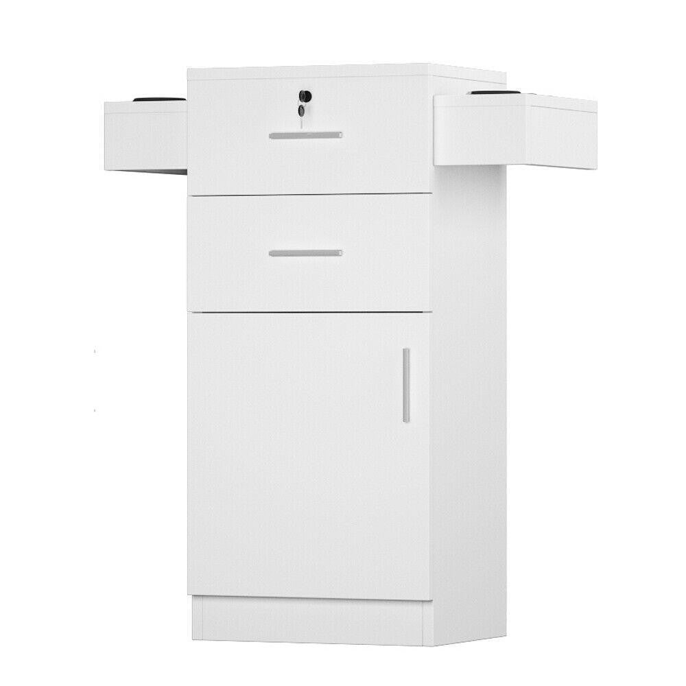 Salon Styling Station Storage Cabinet with Lockable Drawers and Hair Tool Holders