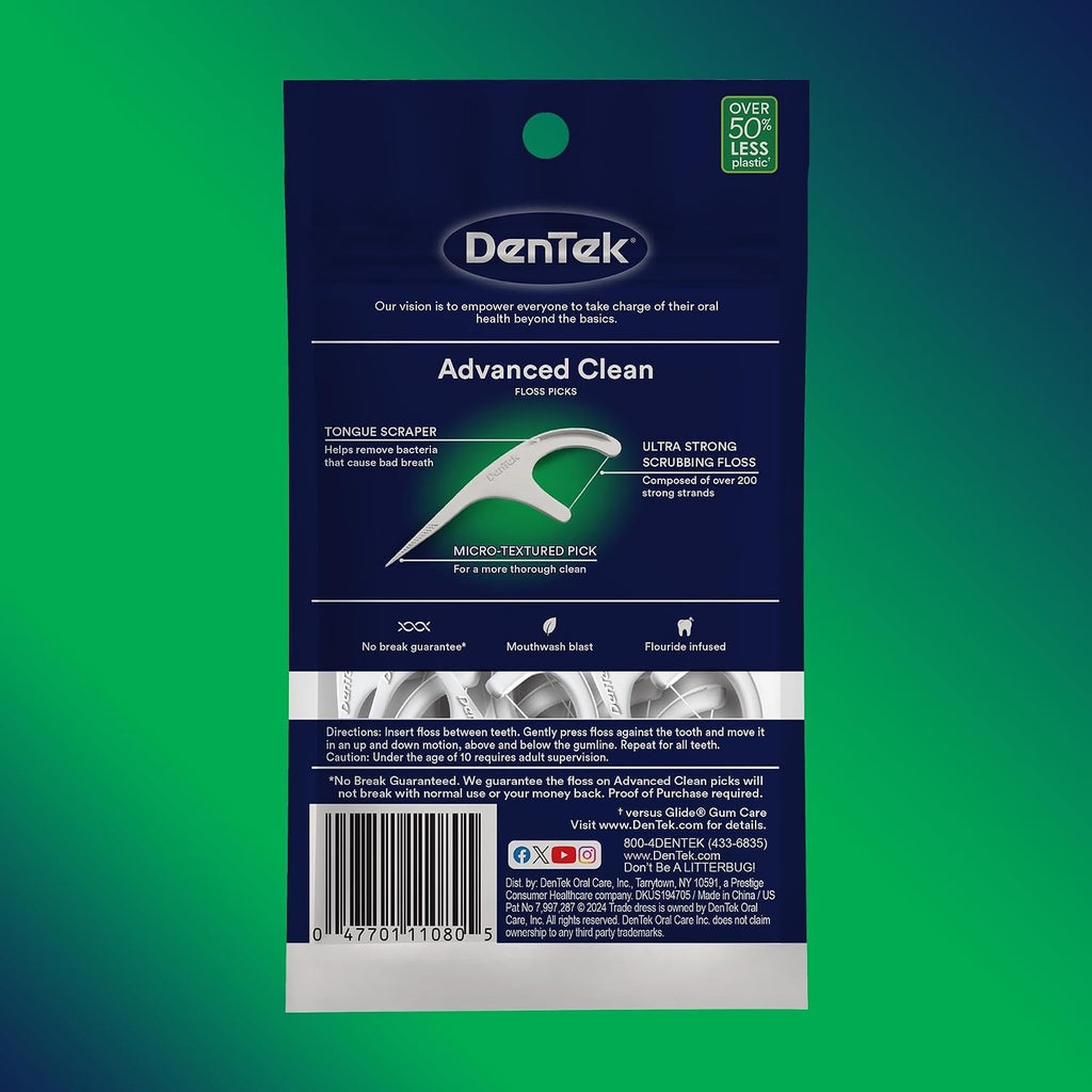 Dental Floss Picks with Micro-Textured Toothpick & Tongue Scraper - 120 Mint Flavored