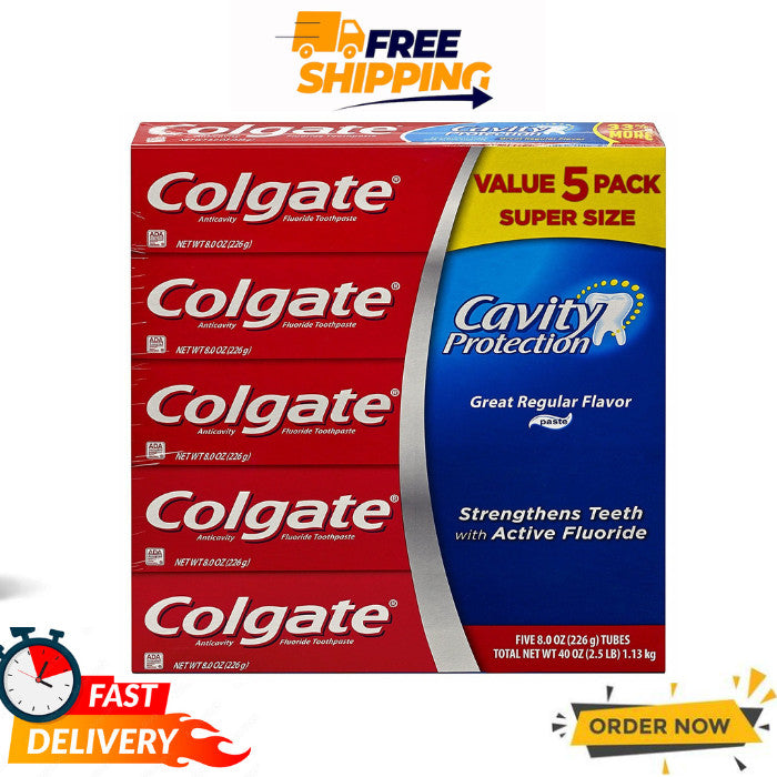 Colgate Cavity Protection Toothpaste with Fluoride - 8oz, Pack of 5
