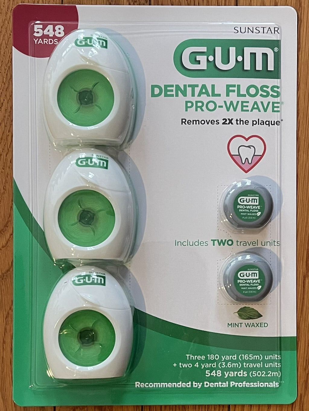 Mint Waxed Dental Floss 3 Pack + 2 Travel Units - 548 Yards Total