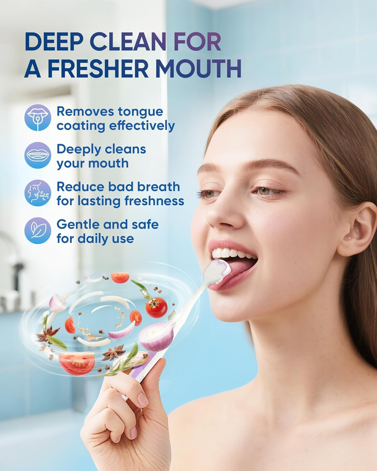 Tongue Cleaner Gel with Tongue Brush - Fresh Breath Oral Care Kit