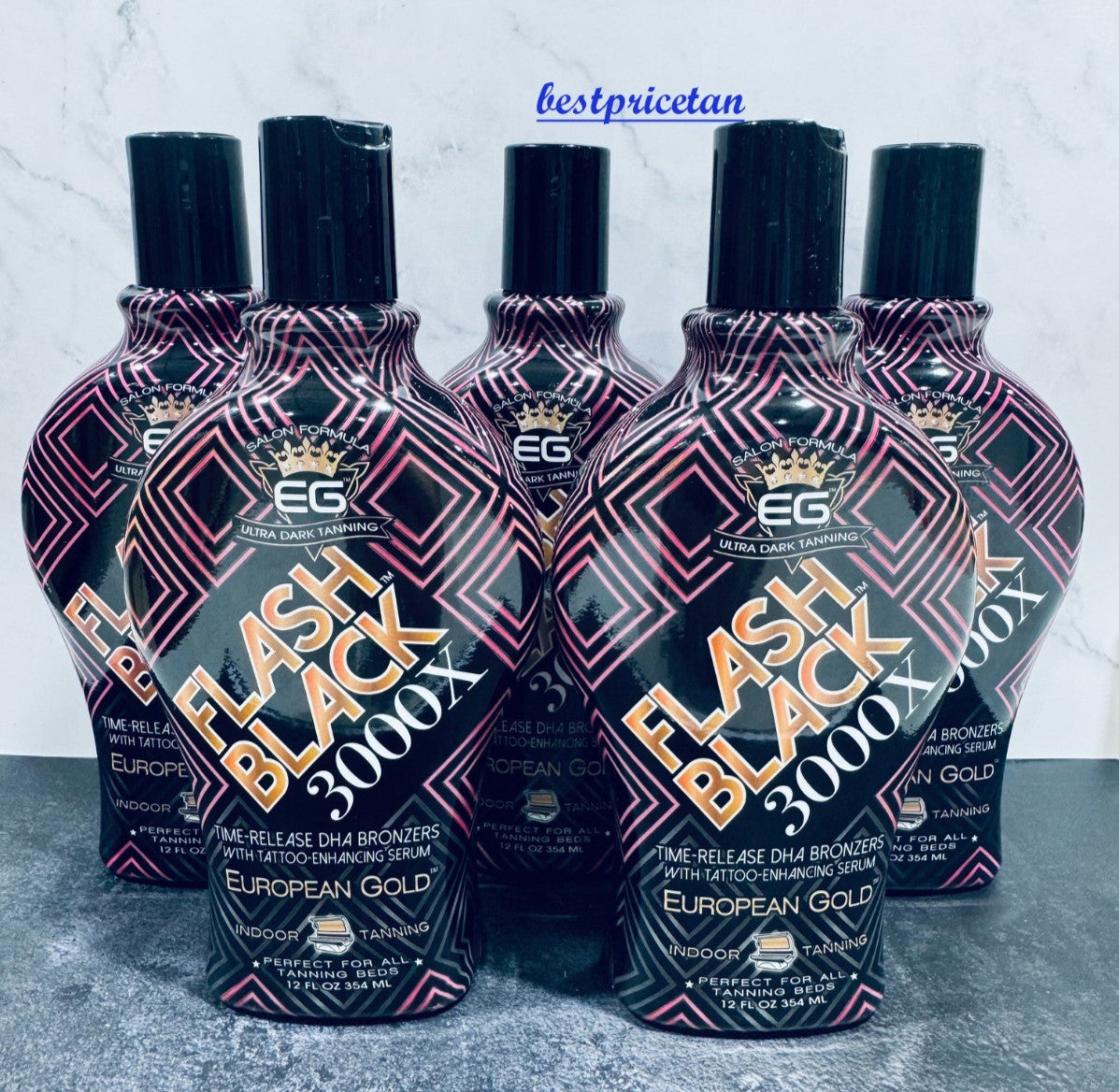 European Gold FLASH BACK 3000X Bronzer Tanning Lotion Set - Deep Black & Tattoo Enhancer
