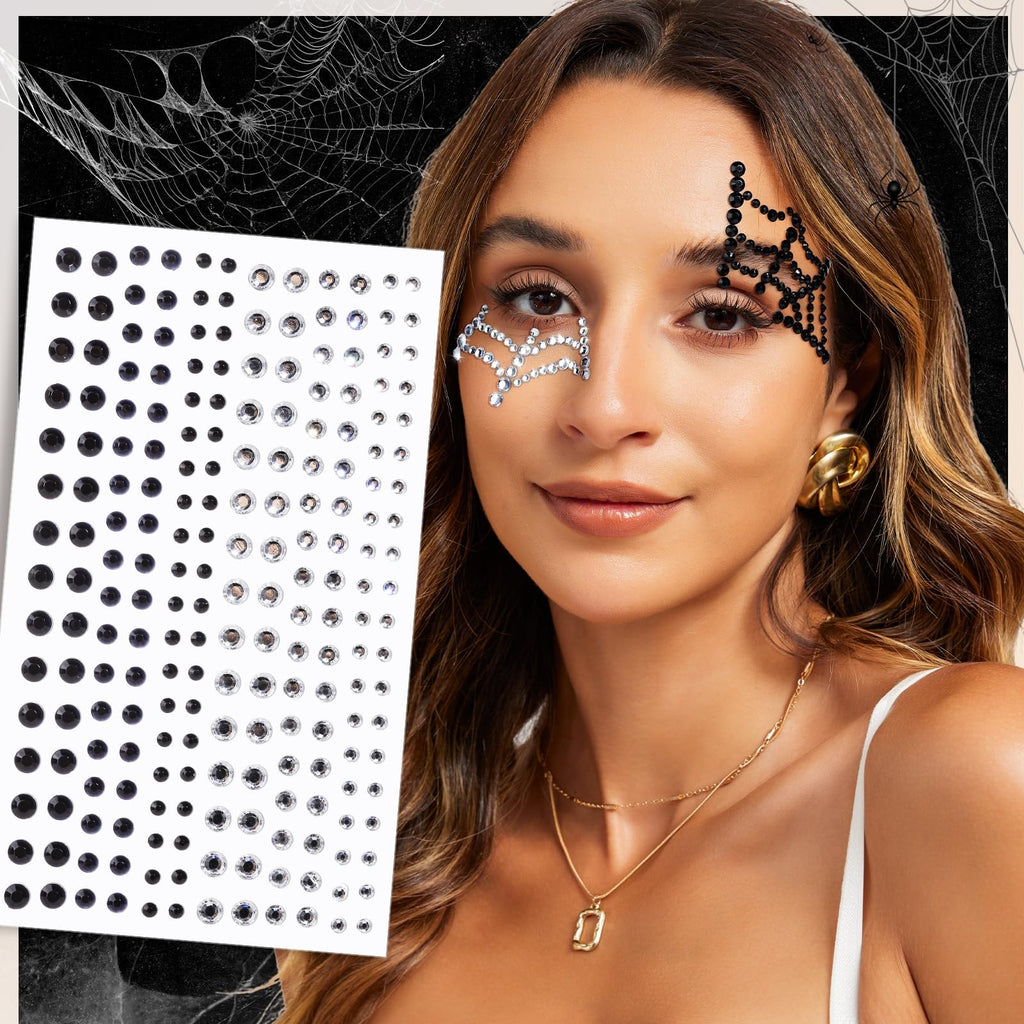 Face Gems Halloween Stickers Set – Spiders, Bats, Multicolor 4 Sheets
