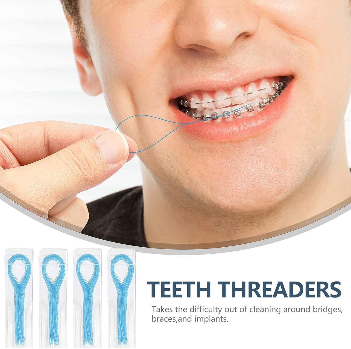 Dental Floss Threaders 200PCS for Braces & Bridges - Oral Care Tool Set