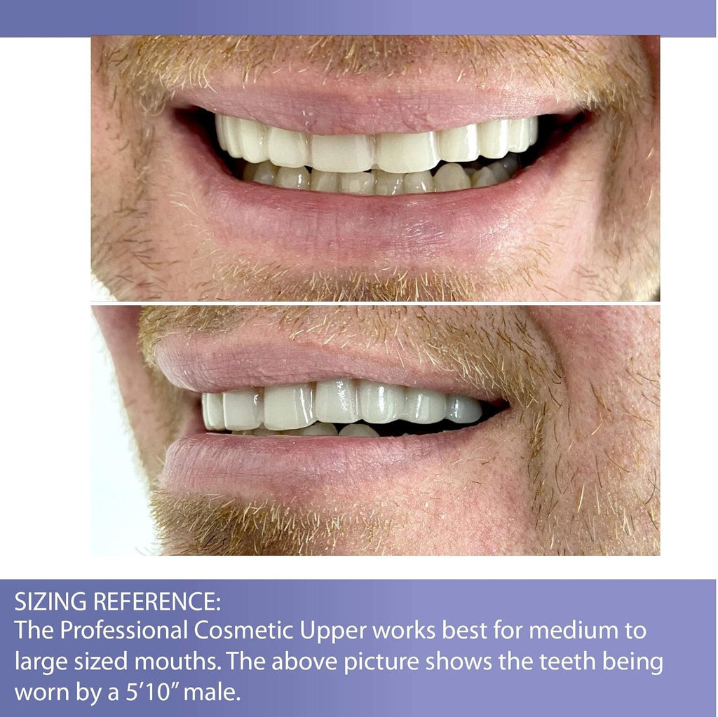 Custom Cosmetic Upper Teeth Set - Stain-Resistant, Home Fitting Included