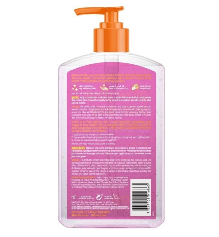 Dark Self Tanning Gel with Mitt Kit - Clear, Transfer-Resistant Sunless Tan