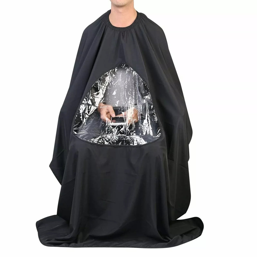 Hair Cutting Cape with Viewing Window and Adjustable Neck - Unisex Salon Apron