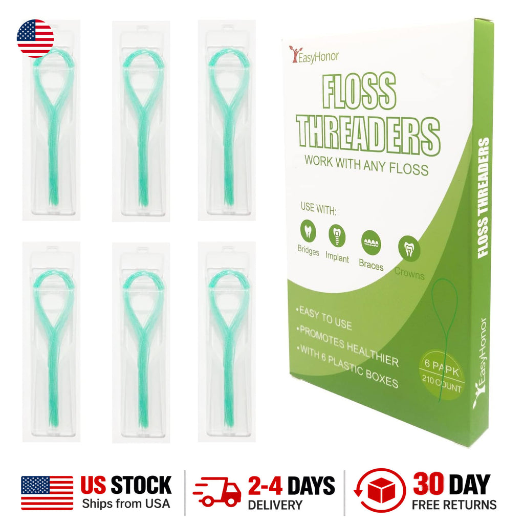 Dental Floss Threaders for Braces - 210 Count, Green, Oral Care