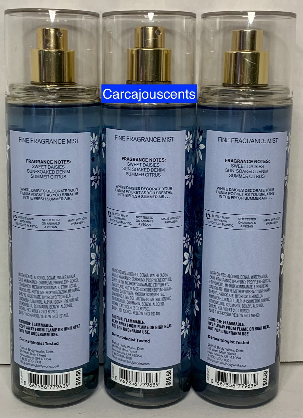 Set of 3 Denim & Daisies Body Mists - Summer Citrus & Floral Fragrance