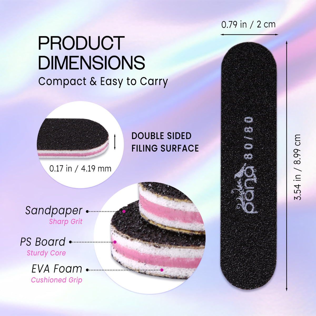 Mini Double-Sided Nail Files Set for Manicures & Nail Prep - Reusable Emery Boards