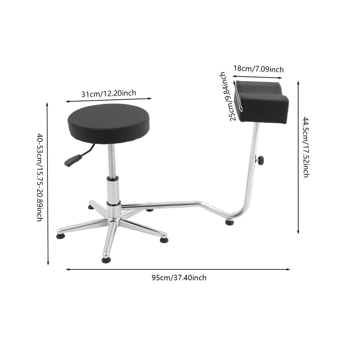 Adjustable Pedicure & Manicure Footrest Stool for Nail Techs & Home Use