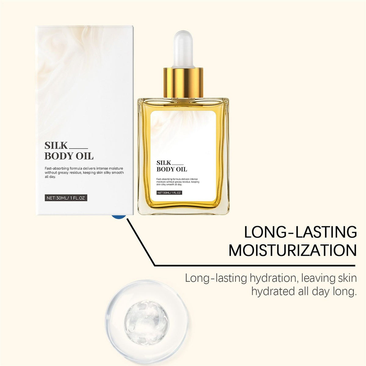 Silk Body Oil - Fast Absorbing Moisturizer with Natural Glow 30ml