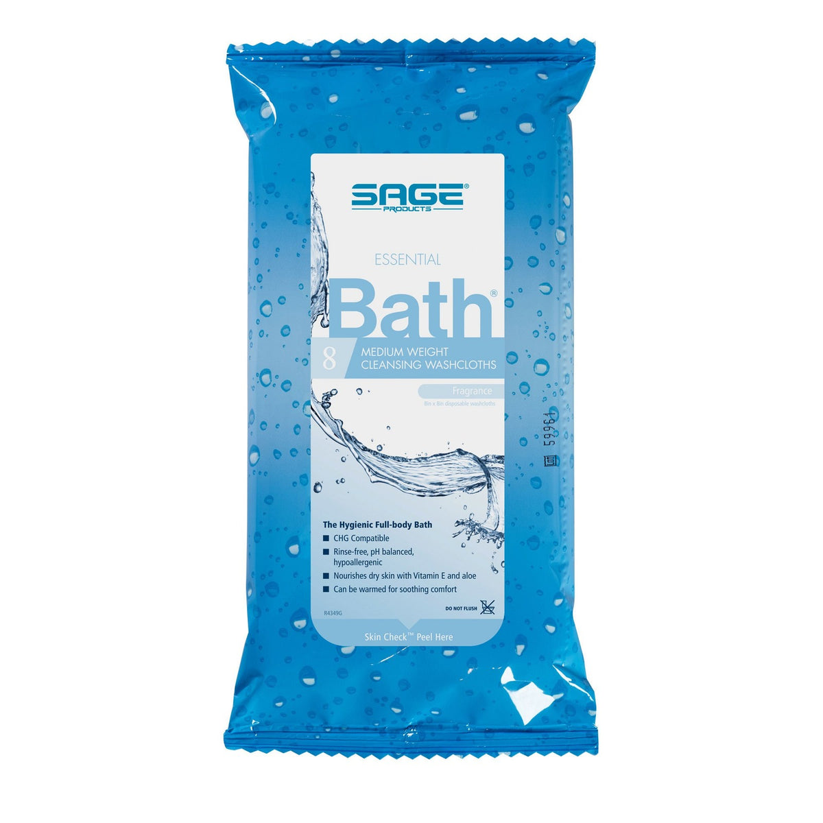 Hygienic Bath Wipes for Adults & Patients - 8 Pack, Rinse-Free, Aloe & Vitamin E
