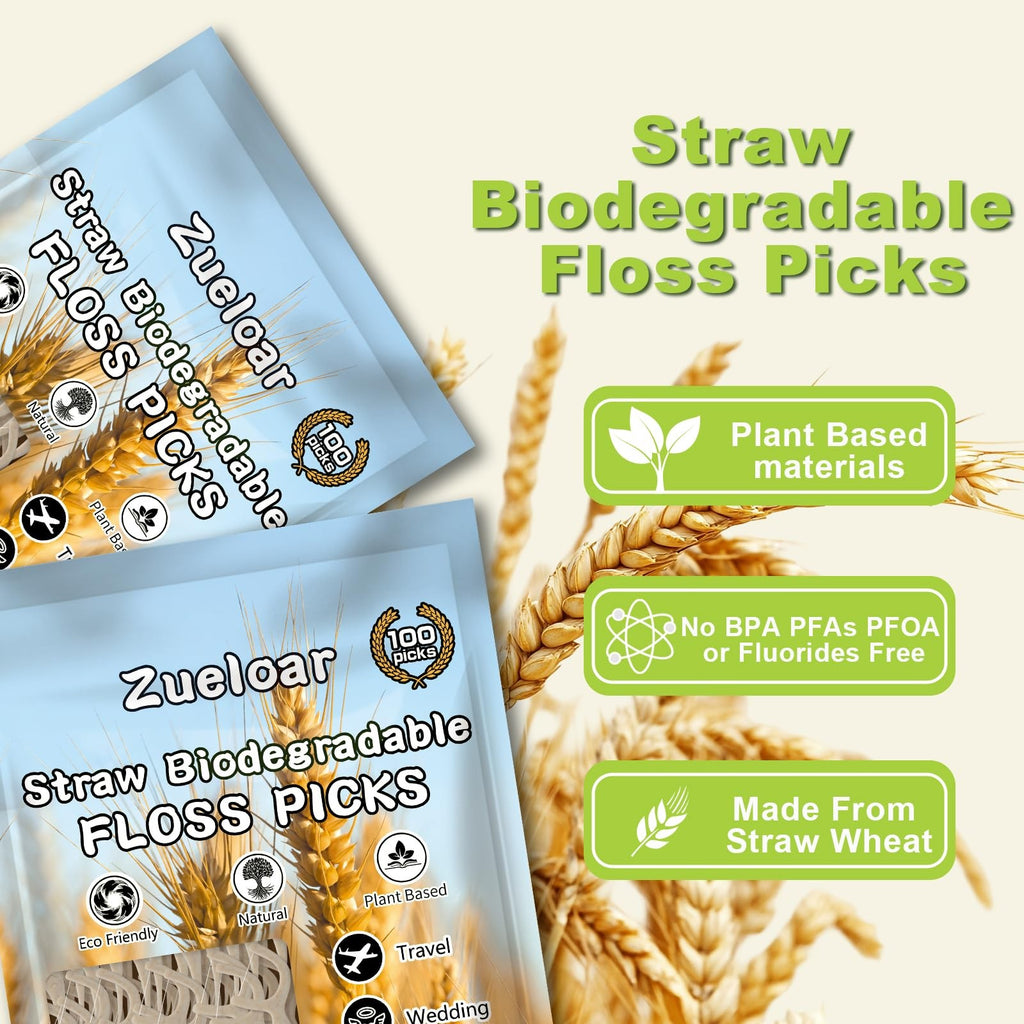 Biodegradable Vegan Dental Floss Picks - 200 Count Eco-Friendly Oral Care for Adults & Kids