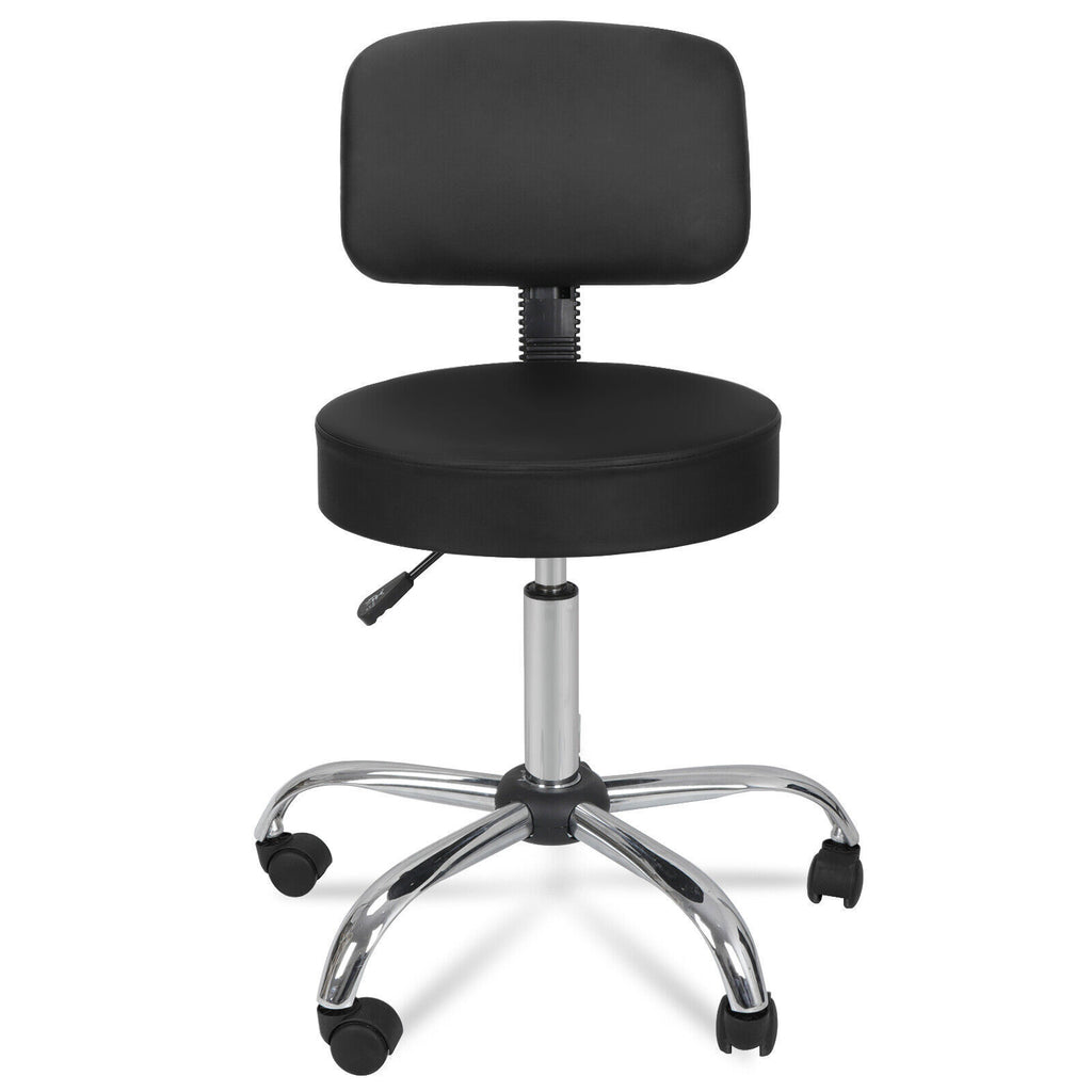 Adjustable Hydraulic Salon Stool Chair with Backrest Black for Spa & Beauty
