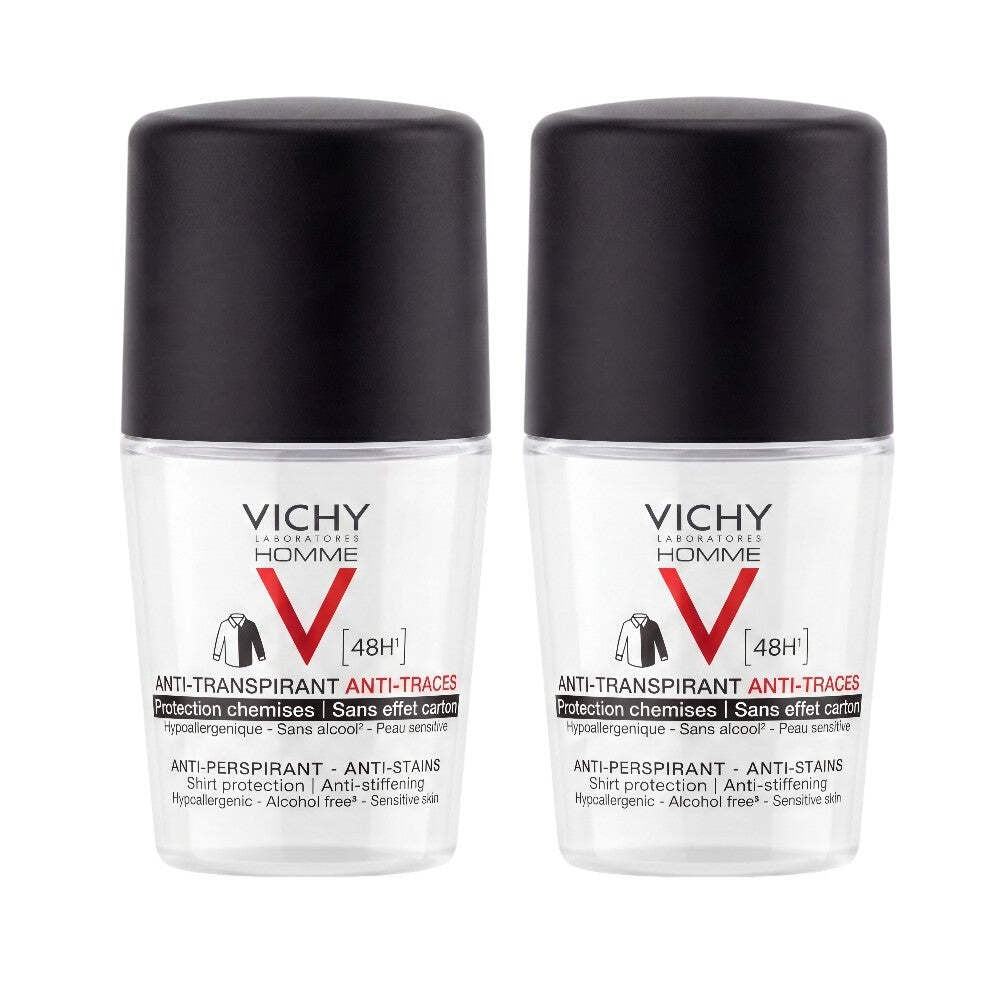 Men's Anti-Perspirant Roll-On Deodorant 50ml 2-Pack - Alcohol-Free, Shirt-Friendly