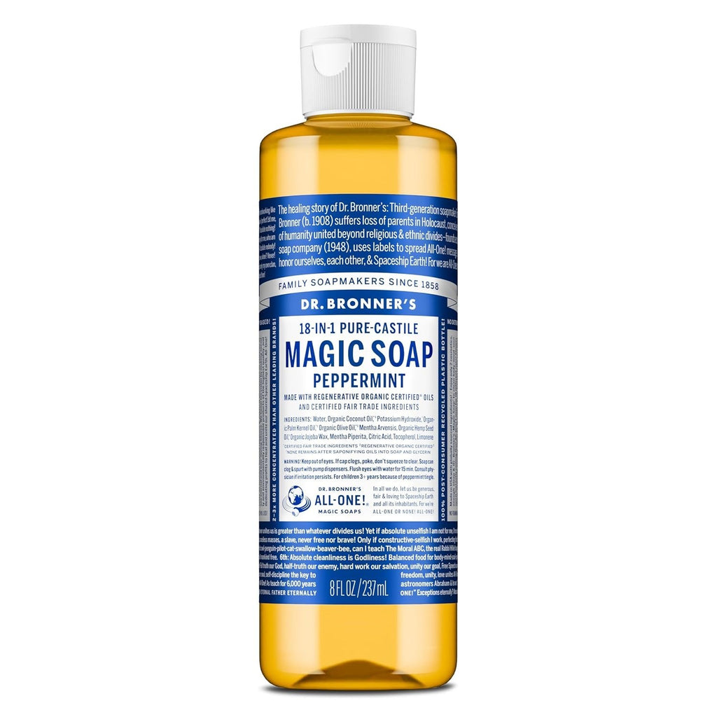 Peppermint Castile Liquid Soap - 8 oz Multi-Purpose Body & Home Cleanser
