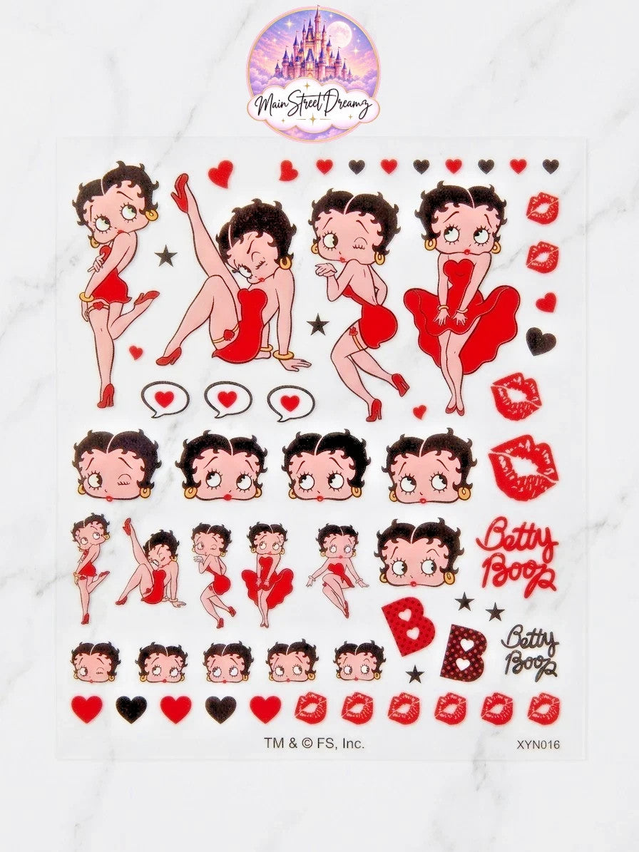 Betty Boop 3D Nail Stickers - Nail Art Decals for Creative Manicures