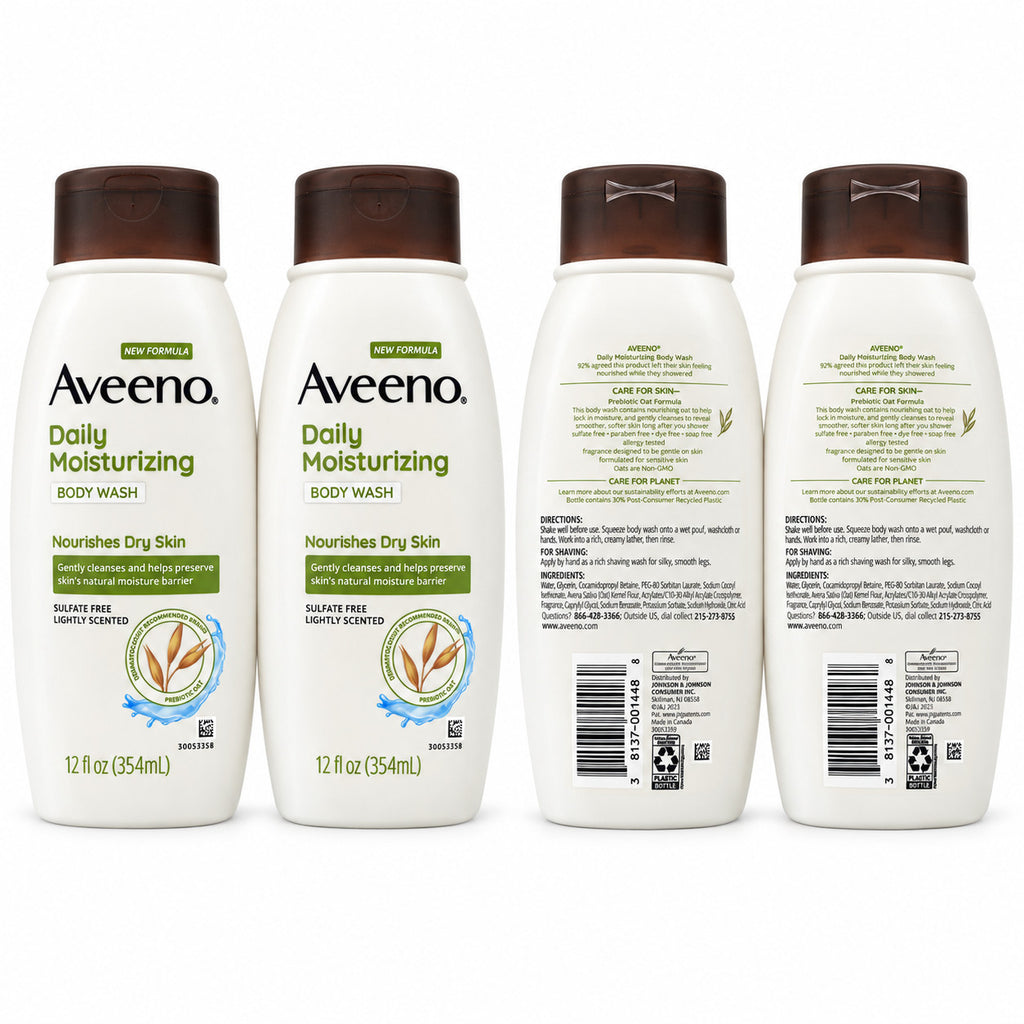 Sulfate-Free Moisturizing Body Wash with Oat - 2 Pack, 12 fl oz Each