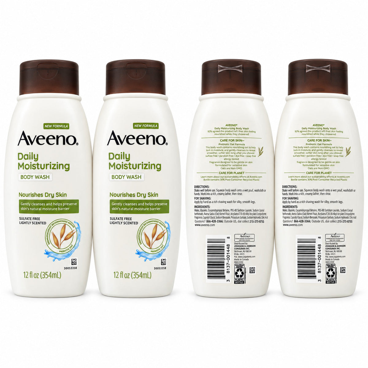 Sulfate-Free Moisturizing Body Wash with Oat - 2 Pack, 12 fl oz Each
