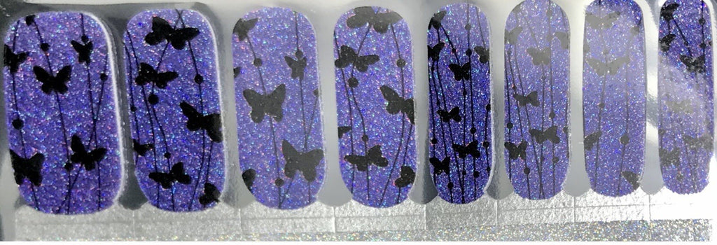 Color Nail Polish Strips 16 Count Butterfly Design - Easy Manicure