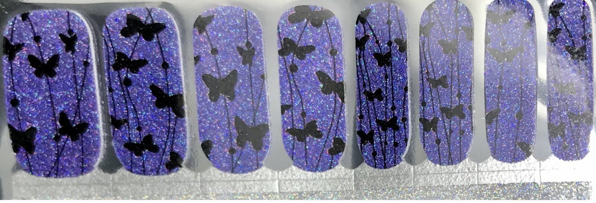 Color Nail Polish Strips 16 Count Butterfly Design - Easy Manicure