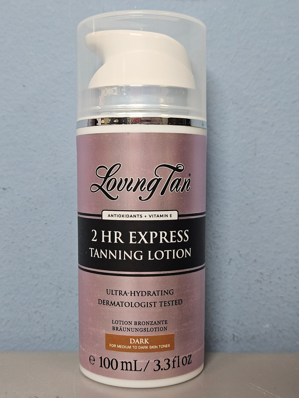 Dark Tanning Lotion - 2 HR Express Self Tanner 3.3 oz - Torn Box