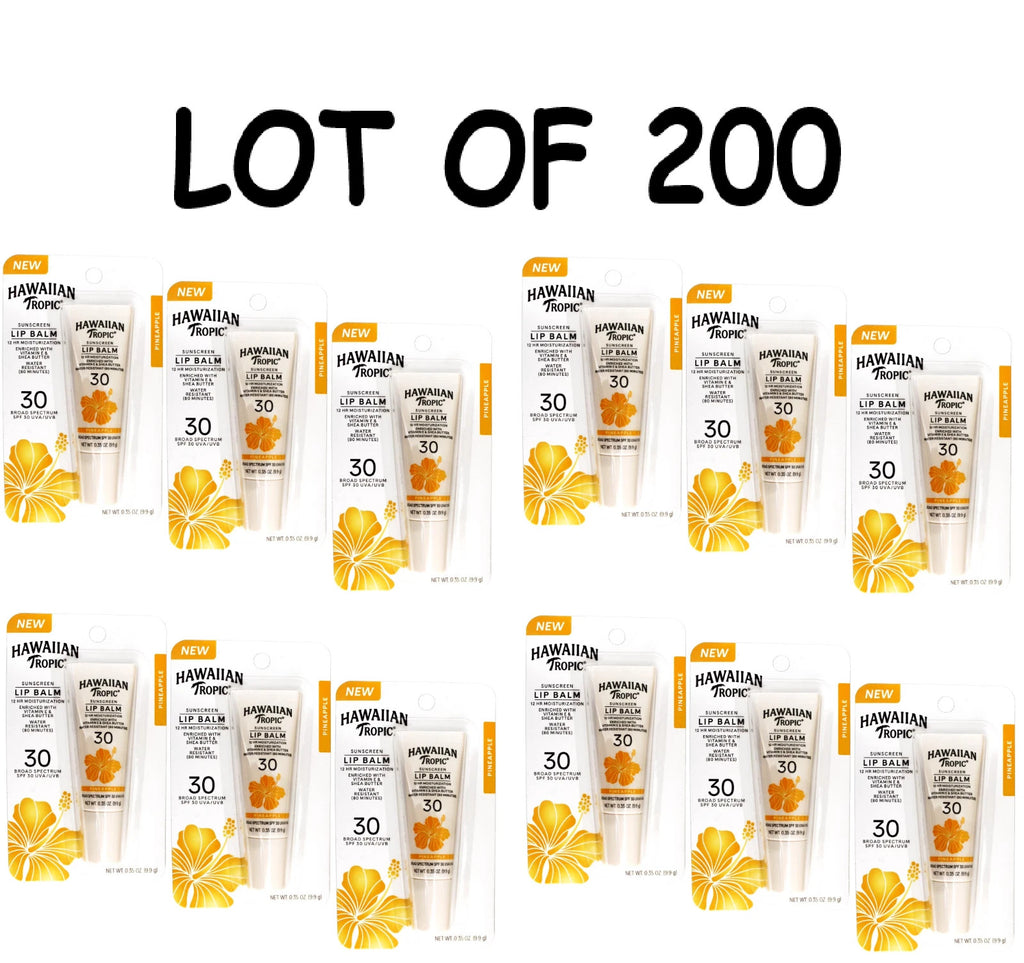 Hawaiian Tropic Lip Balm SPF30 Pineapple Pack - 200 Sealed Tubes, 0.35 oz Each