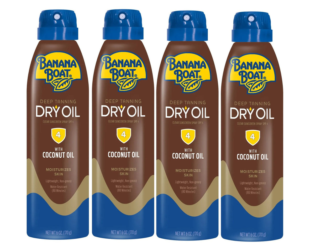 Deep Tanning Dry Oil SPF 4 - Sun Protection & Moisturizing Spray, 6oz, Pack of 4
