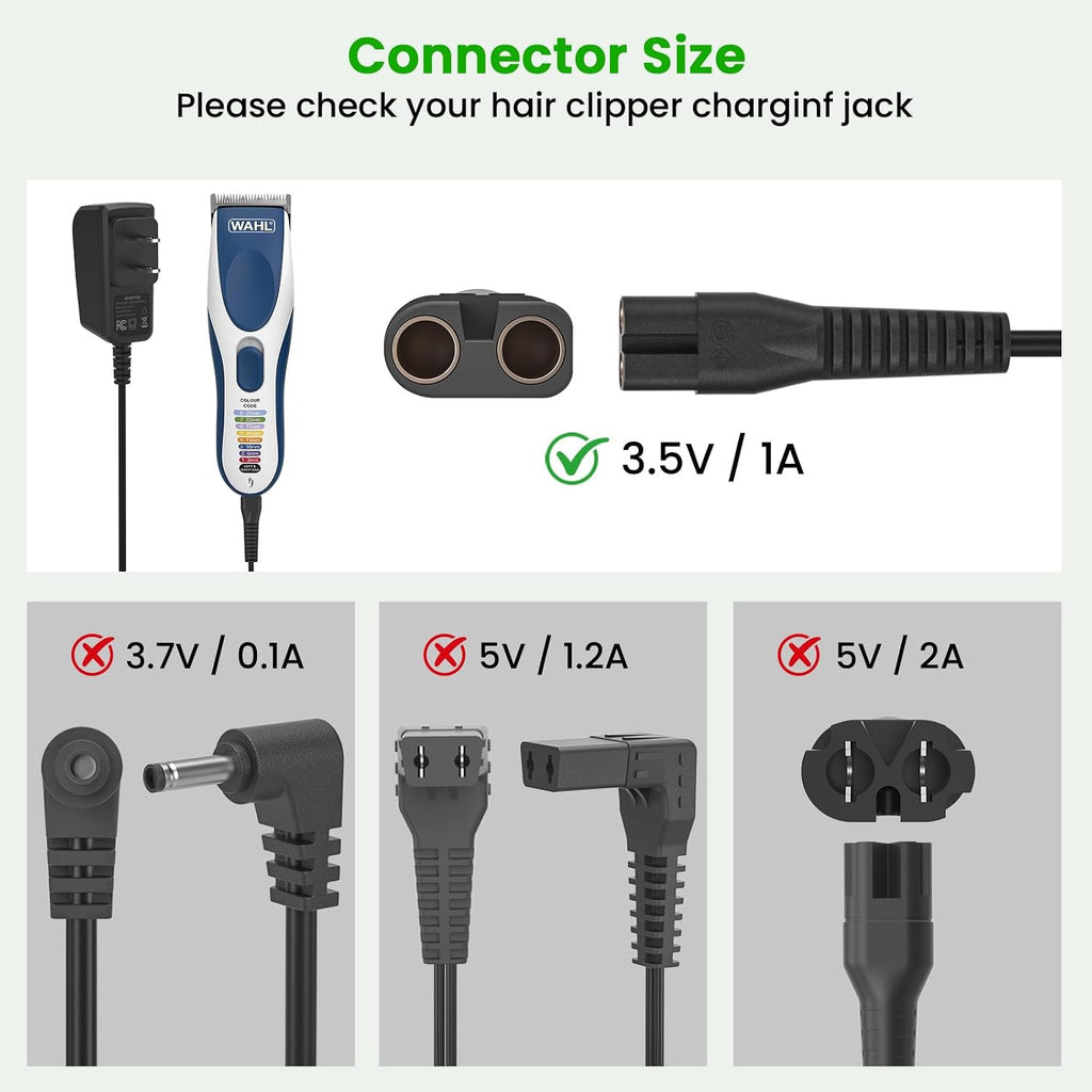 3.5V Hair Clipper Charger Compatible with Wahl 9649 Color Pro Cordless