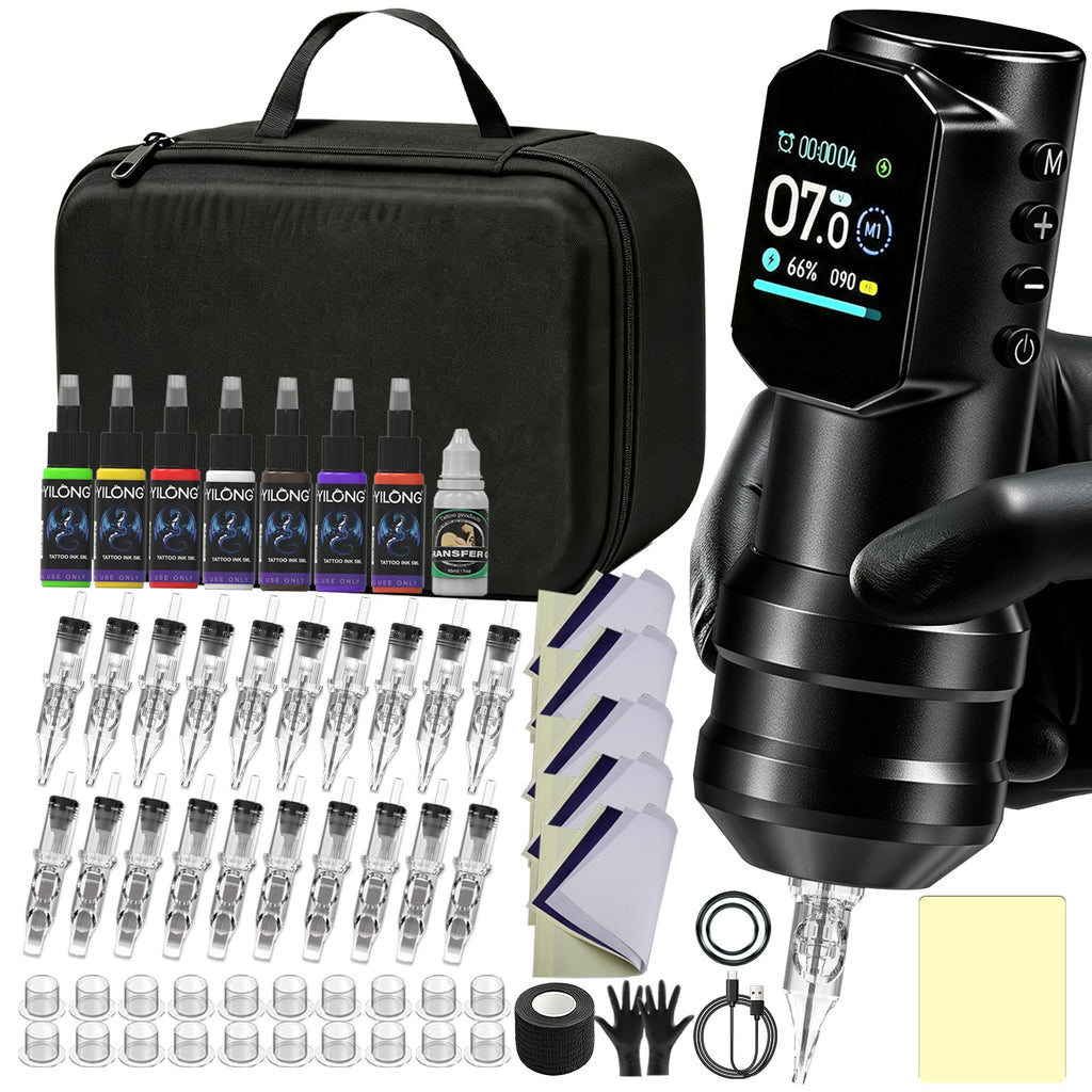 Wireless Tattoo Pen Machine Kit with HD OLED Display, USB‑C Charging
