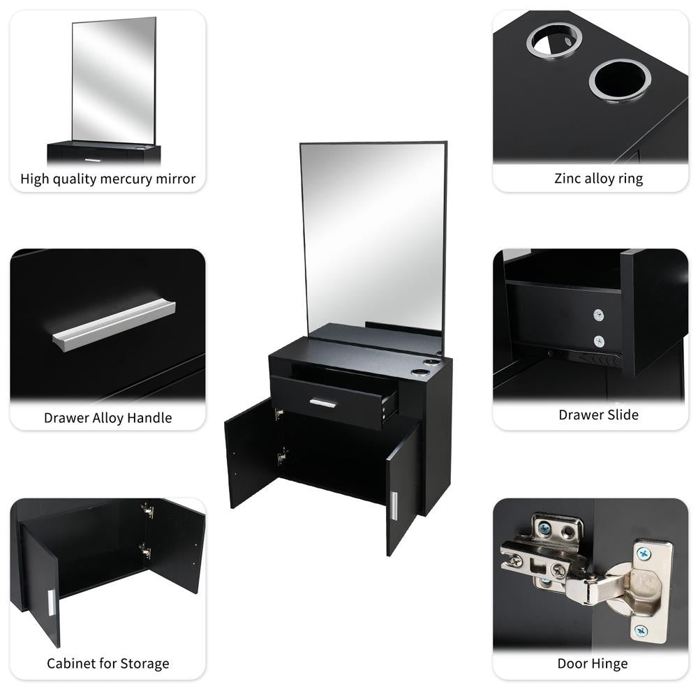 Wall Mount Hair Styling & Makeup Mirror Station for Salon