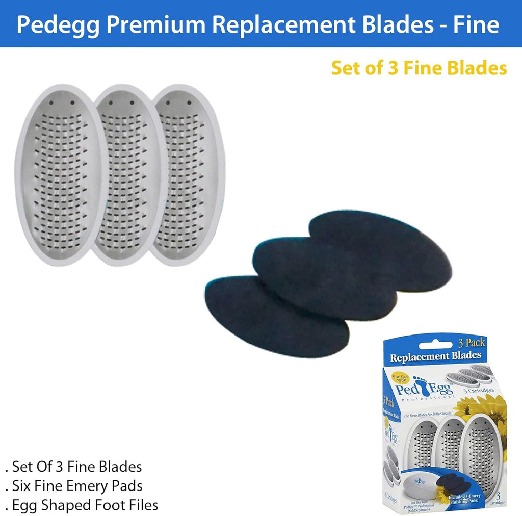 Foot File Replacement Blades & Emery Pads for Ped Egg - Fine Set