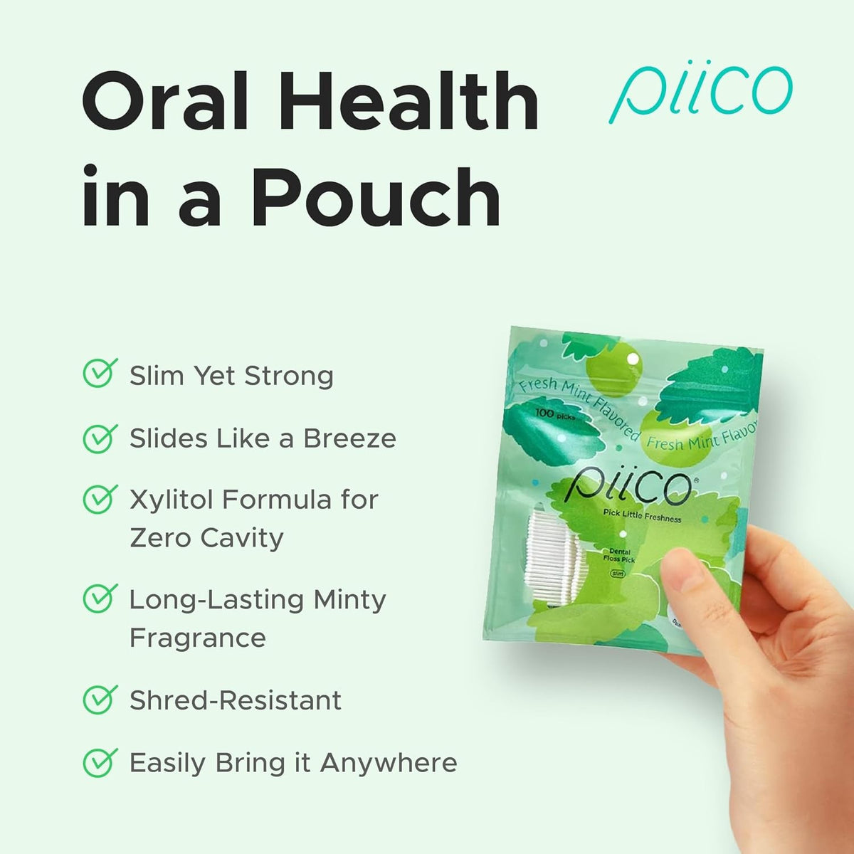 Flavored Dental Flossers for Adults - Resealable, Portable, Floral Mint
