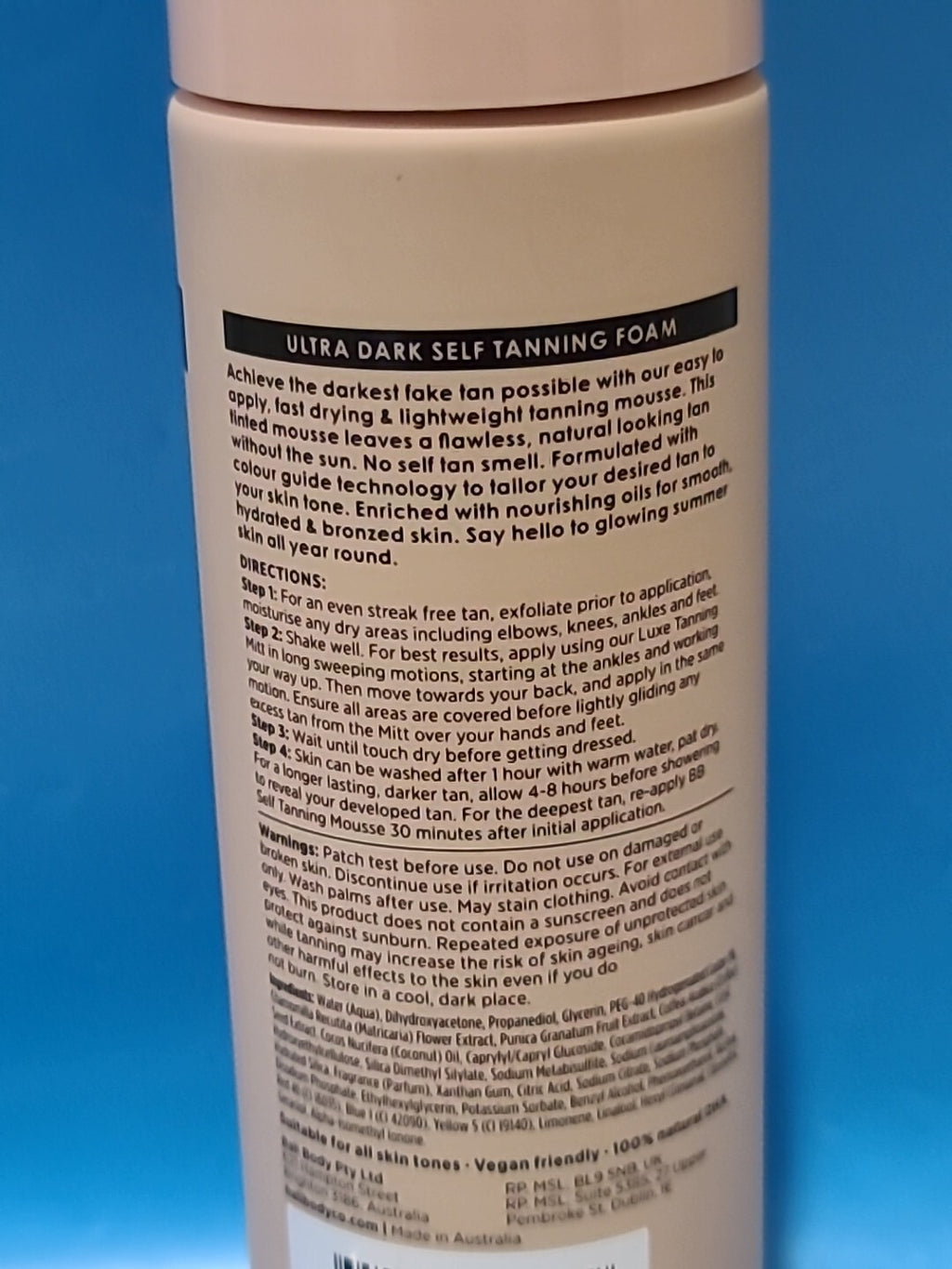 Self Tanning Mousse - Ultra Dark Sunless Tan for Natural Glow 6.7 Fl Oz
