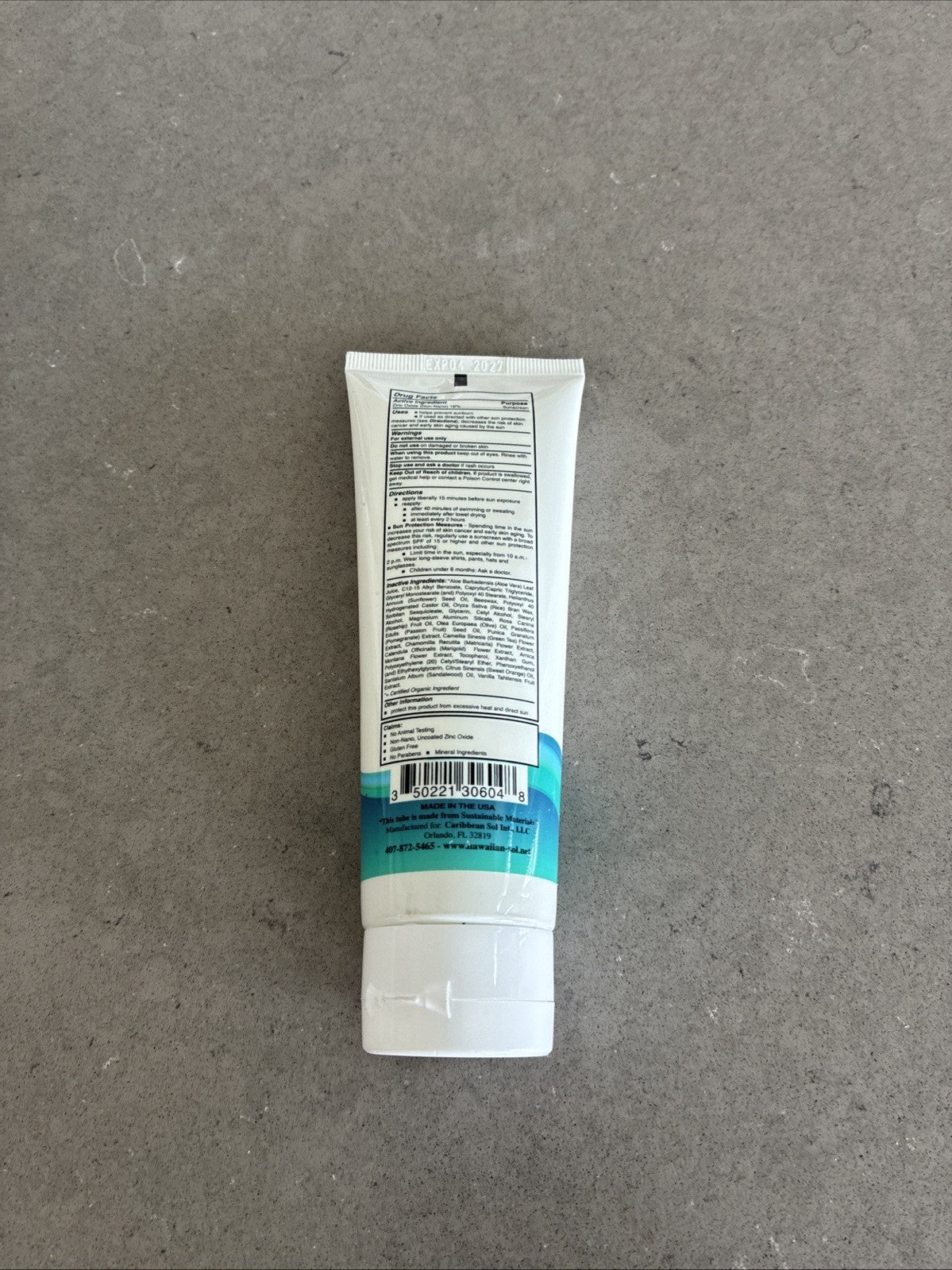 Hawaiian Sol SPF 30 Reef-Friendly Natural Sunscreen 4oz - Sealed, Exp 04/27