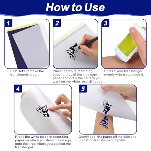 Tattoo Transfer Paper - 50 Sheets 8.25 x 11.75 in for Stencil & DIY Printing